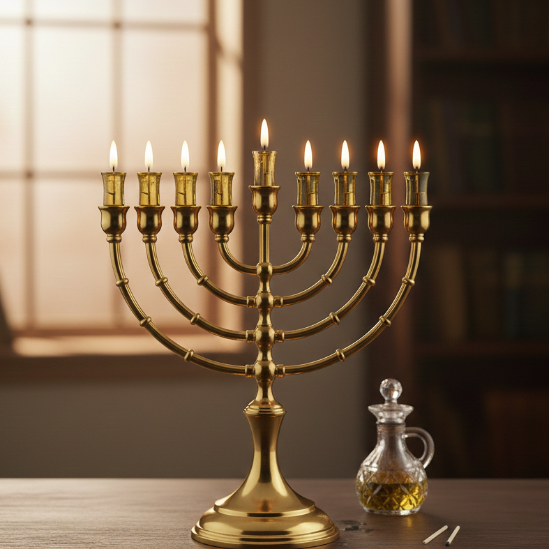 חנוכיית זהב טהור דגם 254